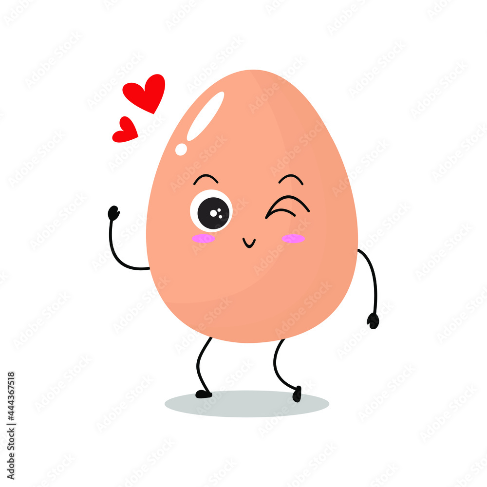 Vector illustration of egg character with cute expression, lovely wink, adorable , easter egg isolated on white background, simple minimal style, boiled egg for mascot collection, emoticon Vector illustration of egg character with cute expression, lovely wink, adorable , easter egg isolated on white background, simple minimal style, boiled egg for mascot collection, emoticon