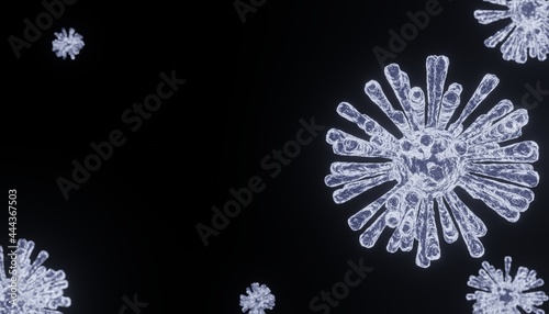 Corona Virus cell. 3D illustration. Coronavirus background. 