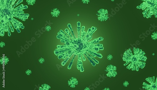 Corona Virus cell. 3D illustration. Coronavirus background. 
