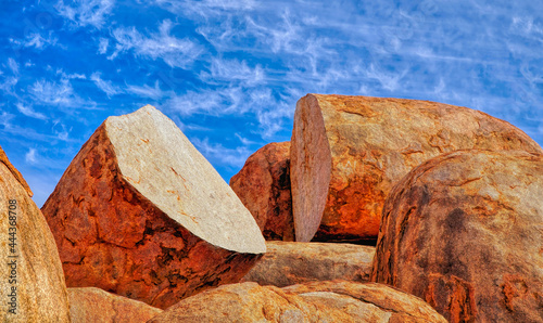 Devils Marbles in Northern Territory , split rock formation photo