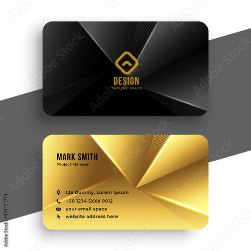 black and golden royal business card in geometric style