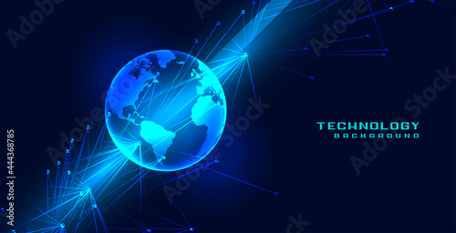 global technology earth concept with network lines