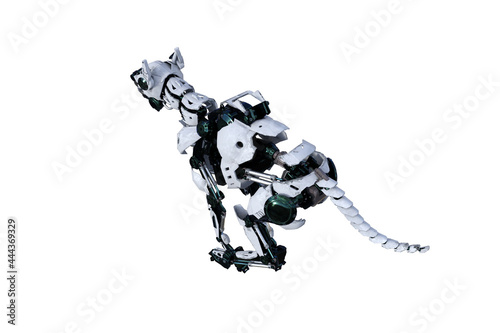 Cyborg dog with different poses for using a collage. 3d rendering, 3d illustration.