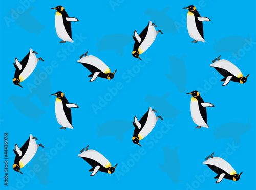 Animal Animation King Penguin Cartoon Vector Seamless Wallpaper