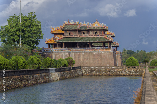 View of the ancient main gate (Ngo Mon Gate) of the citadel of Hue city. Vietnam