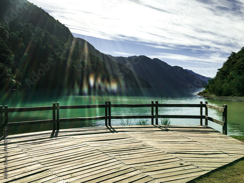 Puerto Blest. Lago Nahuel Huapi, Bariloche, Argentina. Montañas, Cordillera de los Andes.