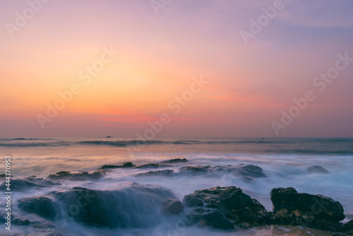 A long exposure image of a dusk on Galle shoreline in Sri Lanka © Aliaksandr