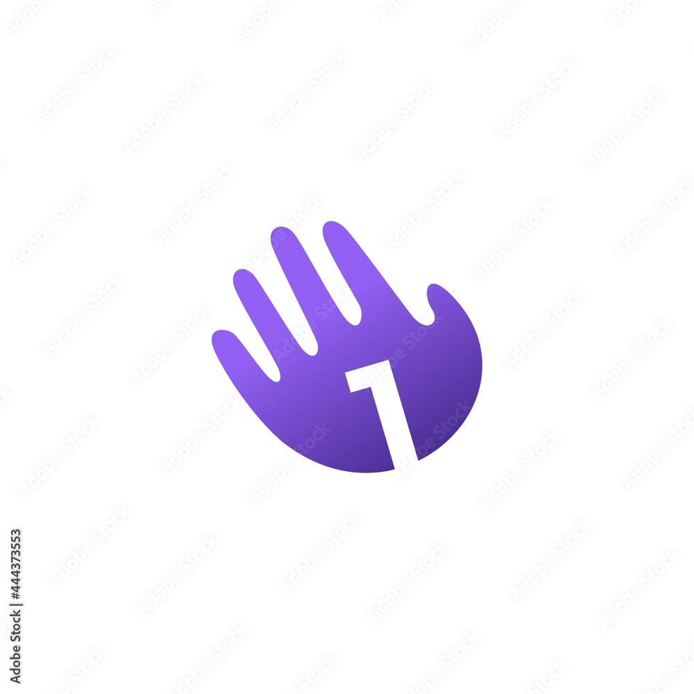 number one 1 hand palm hello logo vector icon illustration