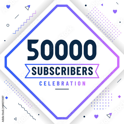 Thank you 50000 subscribers, 50K subscribers celebration modern colorful design.