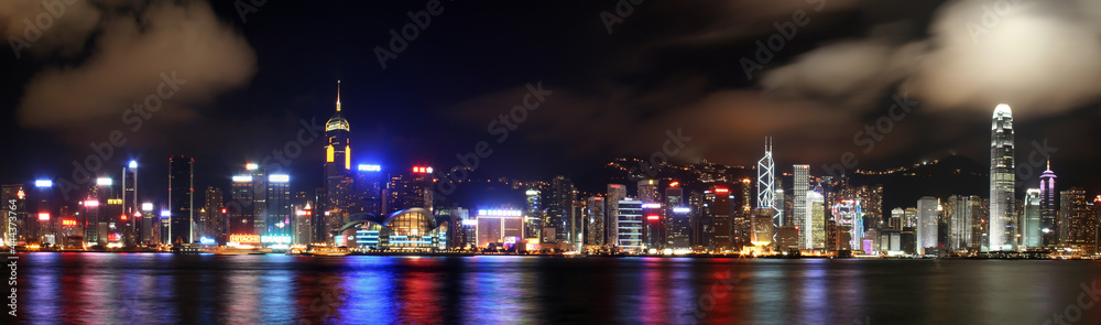 Obraz premium Beautiful Hongkong Skyline Panorama at night