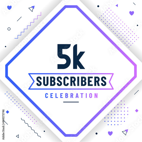 Thank you 5K subscribers, 5000 subscribers celebration modern colorful design.