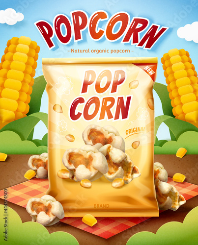 3d natural and organic popcorn ad