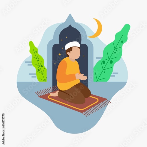 a muslim with illustration praying