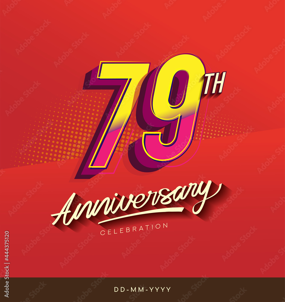79th anniversary celebration logotype colorful design isolated with red background and modern design.