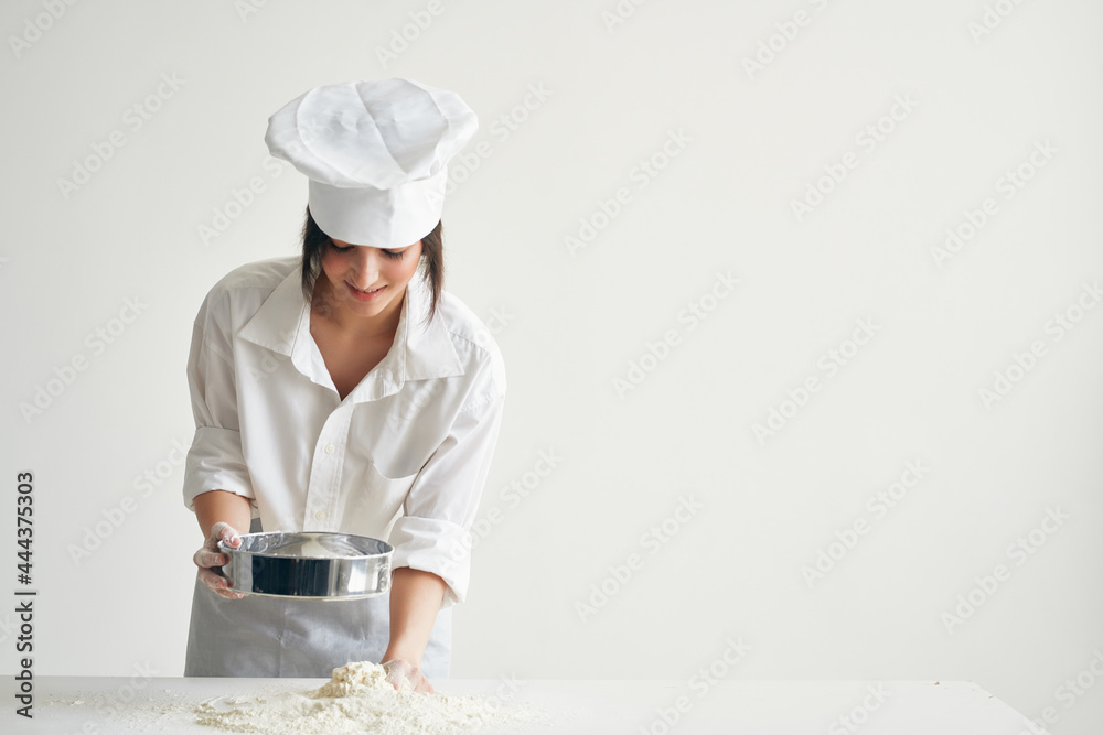 chef working with flour dough making service kitchen professional chef working with flour dough making service kitchen professional