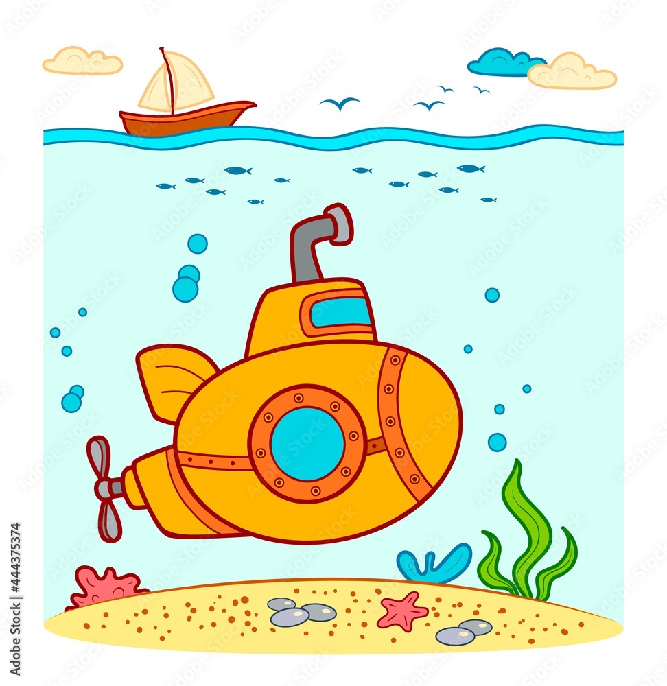 Obraz premium Cute Submarine underwater