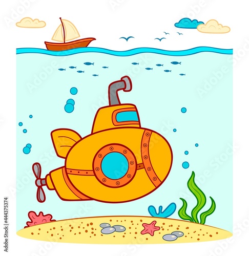 Cute Submarine underwater