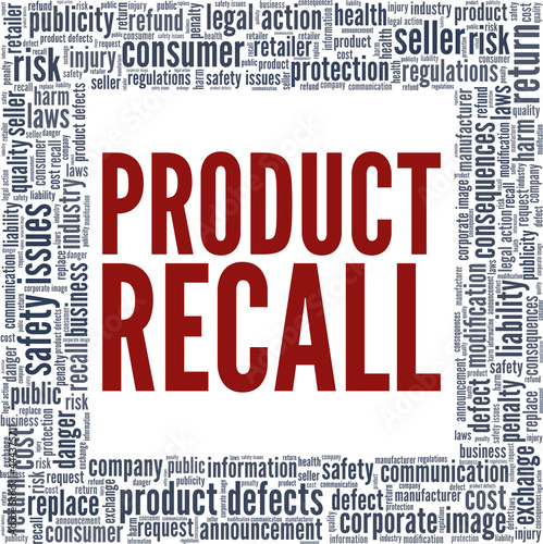 Product recall vector illustration word cloud isolated on a white background.