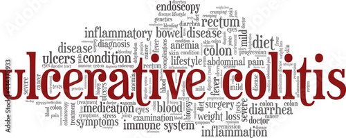 Ulcerative Colitis vector illustration word cloud isolated on a white background.
