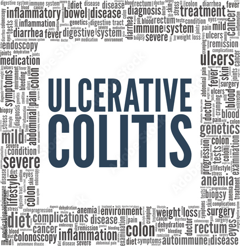 Ulcerative Colitis vector illustration word cloud isolated on a white background.