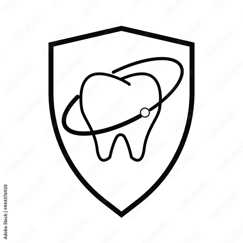 healthy teeth icon with protection symbol healthy teeth icon with protection symbol