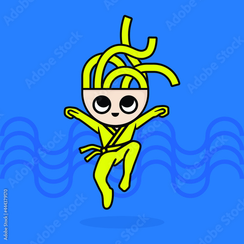 kung fu noodle, mascot for noodle restaurant.