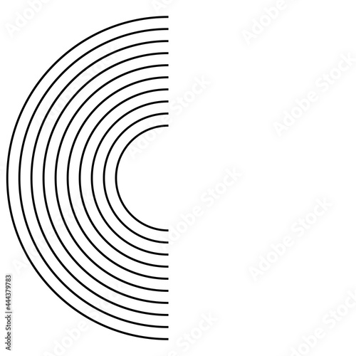 Semicircle. Black few semicircle as circles on the water diverge or goal. Vector illustration