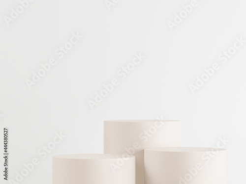Cosmetic white podium background for product presentation, for fashion magazine illustration. - 3d rendering -