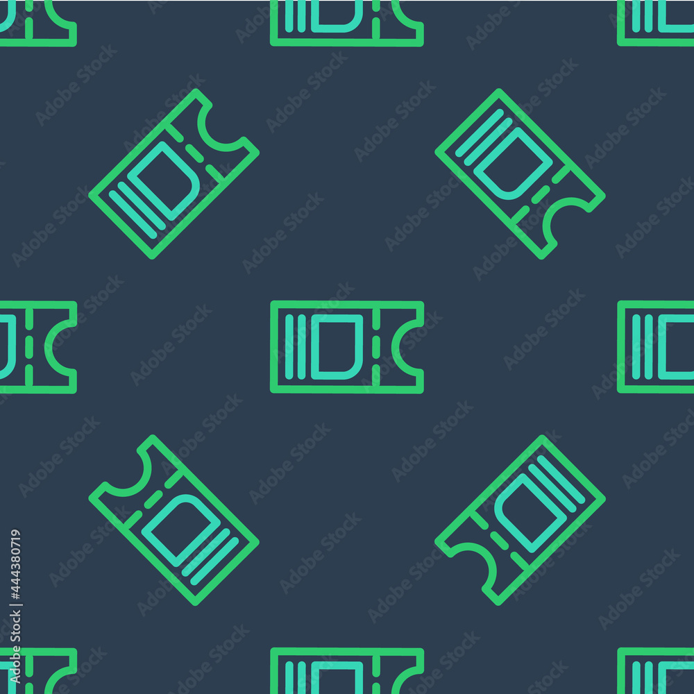 Line Cinema ticket icon isolated seamless pattern on blue background. Vector Line Cinema ticket icon isolated seamless pattern on blue background. Vector