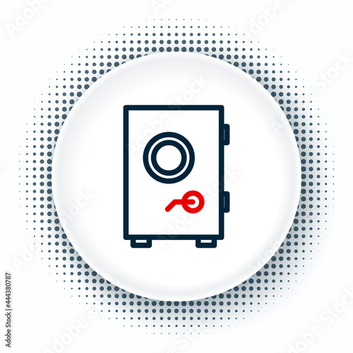 Line Safe icon isolated on white background. The door safe a bank vault with a combination lock. Reliable Data Protection. Colorful outline concept. Vector