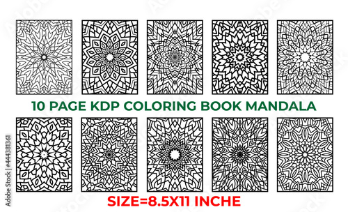 10 pages Kdp interior coloring book mandala vector bundle 