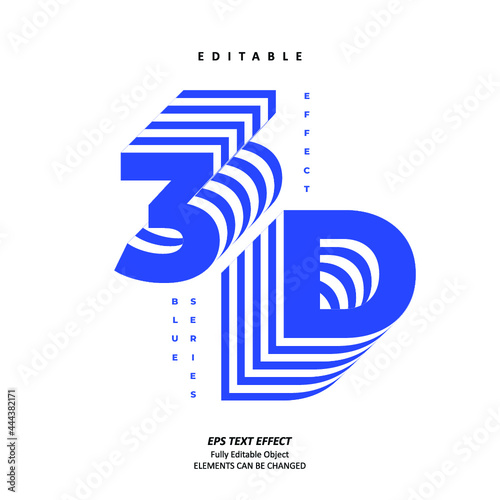 3D Blue series text effect editable premium vector