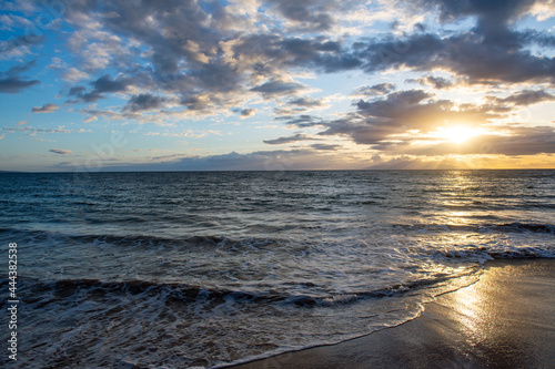 Sea view, nature background. Azure beach with and clear ocean water at sunny day.