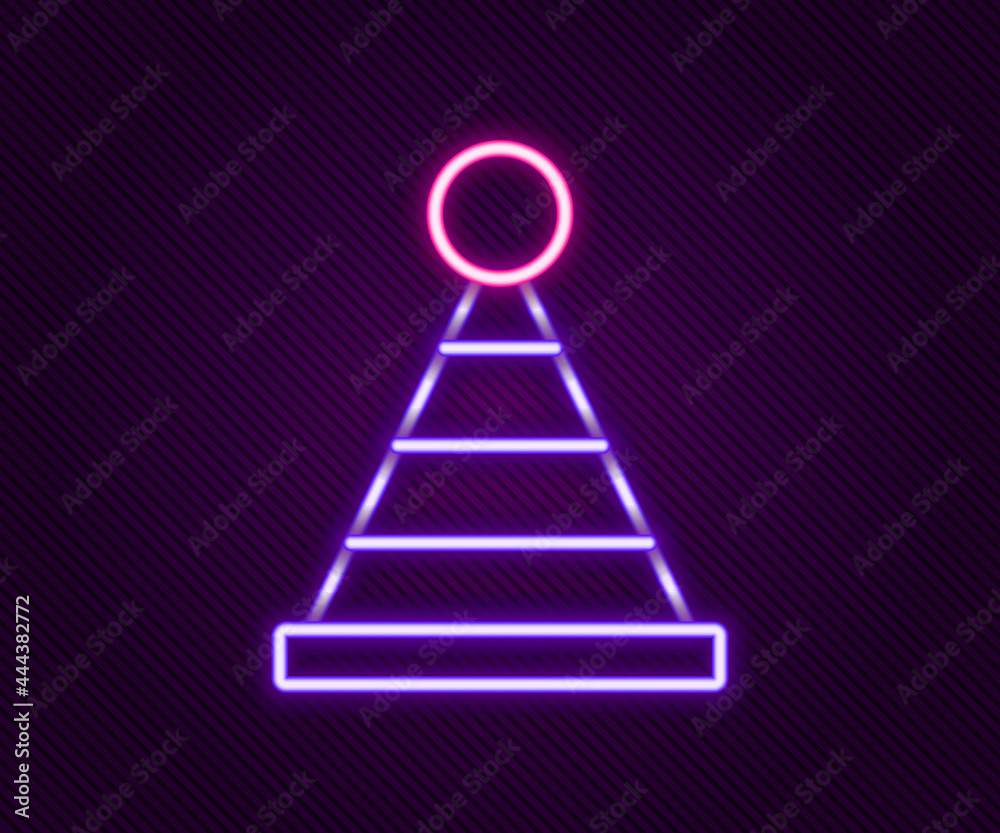 Glowing neon line Party hat icon isolated on black background. Birthday hat. Colorful outline concept. Vector Glowing neon line Party hat icon isolated on black background. Birthday hat. Colorful outline concept. Vector
