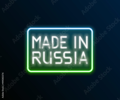 Glowing neon line Made in Russia icon isolated on black background. Colorful outline concept. Vector