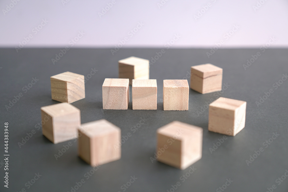 Cube wood blocks on table. Copy space. Cube wood blocks on table. Copy space.