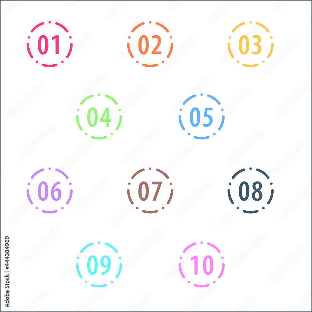Colorful info-graphic numbers can be use to create presentation. Bullet points numbers one to ten. Colorful shape vector numbers. Colorful info-graphic numbers can be use to create presentation. Bullet points numbers one to ten. Colorful shape vector numbers.