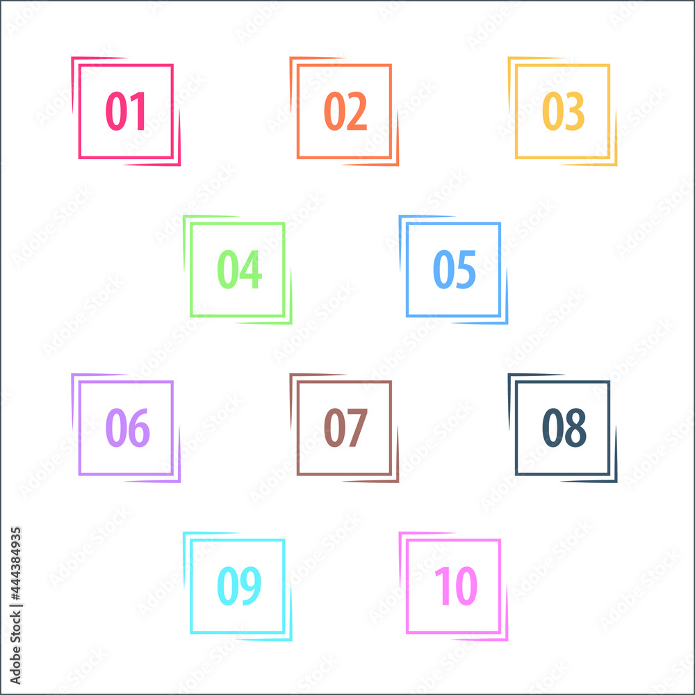 Colorful info-graphic numbers can be use to create presentation. Bullet points numbers one to ten. Colorful shape vector numbers. Colorful info-graphic numbers can be use to create presentation. Bullet points numbers one to ten. Colorful shape vector numbers.