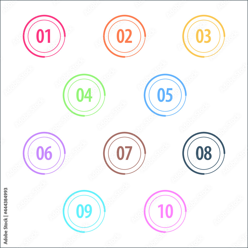 Colorful info-graphic numbers can be use to create presentation. Bullet points numbers one to ten. Colorful shape vector numbers. Colorful info-graphic numbers can be use to create presentation. Bullet points numbers one to ten. Colorful shape vector numbers.