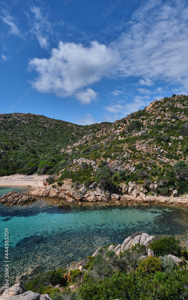 Cala Brigantina beach, little cove in Caprera island, Sardinia