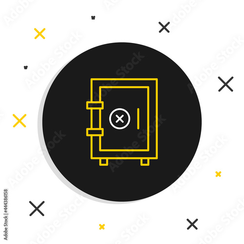 Line Safe icon isolated on white background. The door safe a bank vault with a combination lock. Reliable Data Protection. Colorful outline concept. Vector