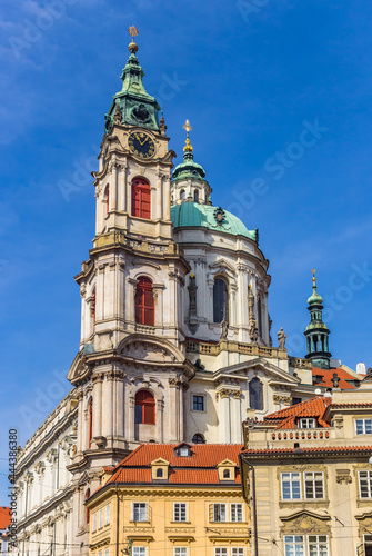 Tower of the baroque Nicholas church in Prague, Czech Republic © venemama