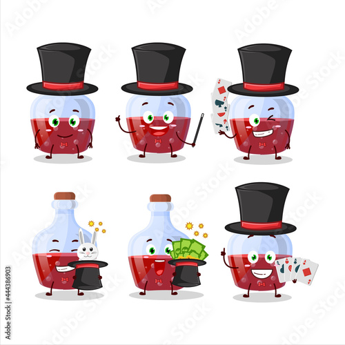 A red magic potion Magician cartoon character perform on a stage