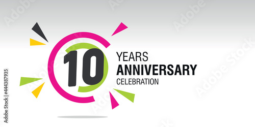10 Years Anniversary in circle colorful modern logo icon banner white background