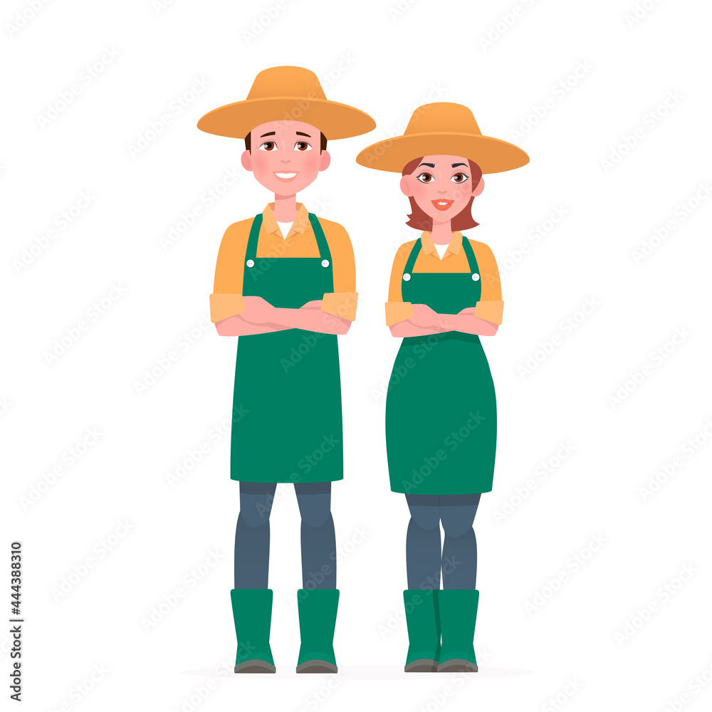 Happy farmers characters design. Vector illustration Happy farmers characters design. Vector illustration
