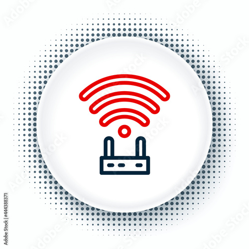 Line Router and wi-fi signal icon isolated on white background. Wireless ethernet modem router. Computer technology internet. Colorful outline concept. Vector