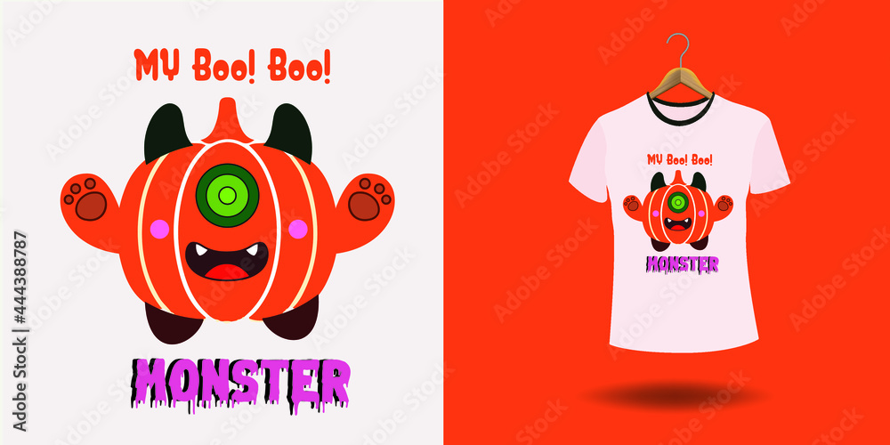 Halloween t shirt ready design. Printable Halloween design for t shirt. Vector design of pumpkin, witch, grave, moon and scary night. 
Scary easy printable t shirt design for men. women and child.