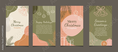Set of Christmas holiday stories template for social media, advertising, marketing, promotion
