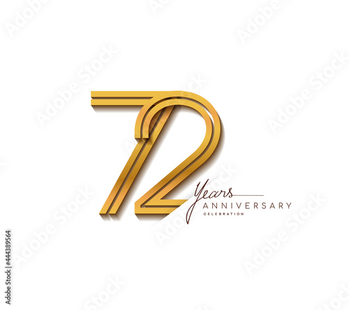72nd anniversary logo golden colored with linked number isolated on white background, vector design for greeting card and invitation card.