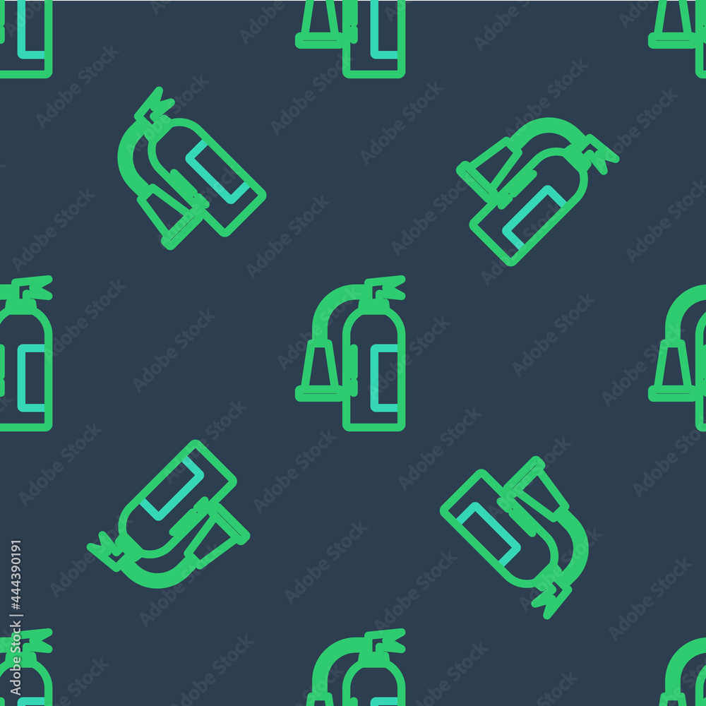 Line Fire extinguisher icon isolated seamless pattern on blue background. Vector Line Fire extinguisher icon isolated seamless pattern on blue background. Vector